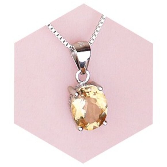 💛 1.77ct Citrine Pendant - 925 Sterling Silver - Picture 4 of 7